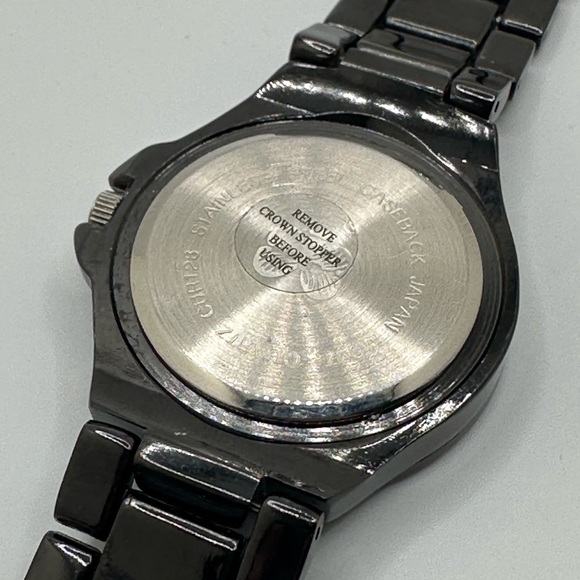 Men’s Curations Brand Black Chrome and Rhinestone Quartz Watch - Picture 6 of 8